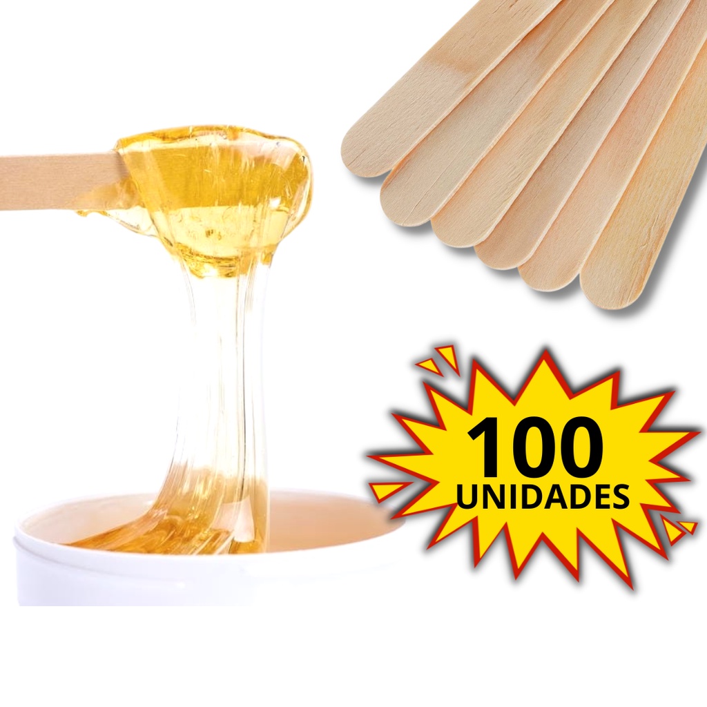 Palito de picolé Abaixador de Língua 100 Unidades Palito de Sorvete e Espátula de Madeira