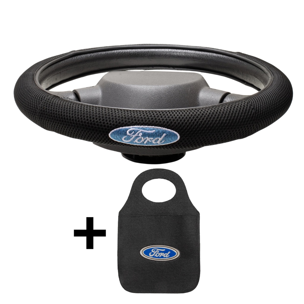 Capa de Volante FORD Bordada E Reforçada + Lixeira De Carro