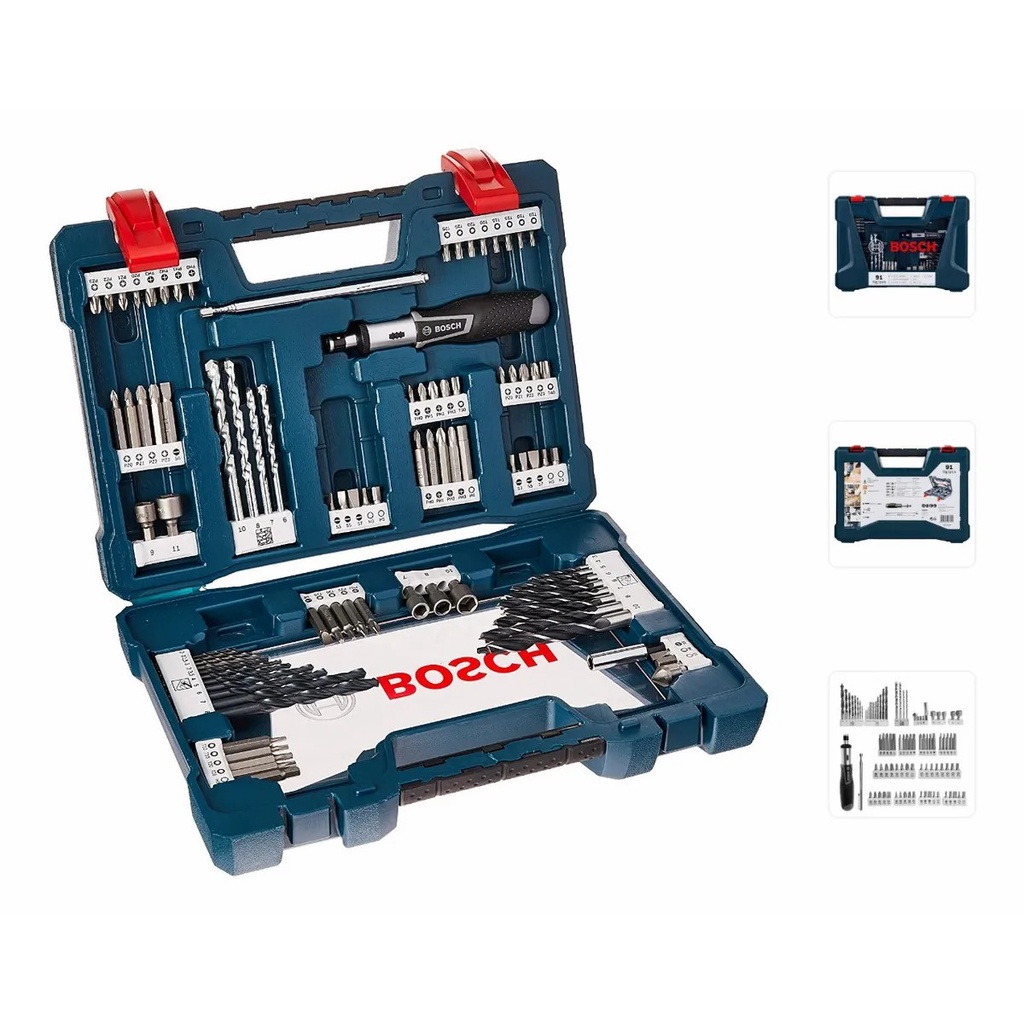Jogo Kit Ferramentas Acessórios Brocas 91 Peças Bosch Bits Com Maleta V ...