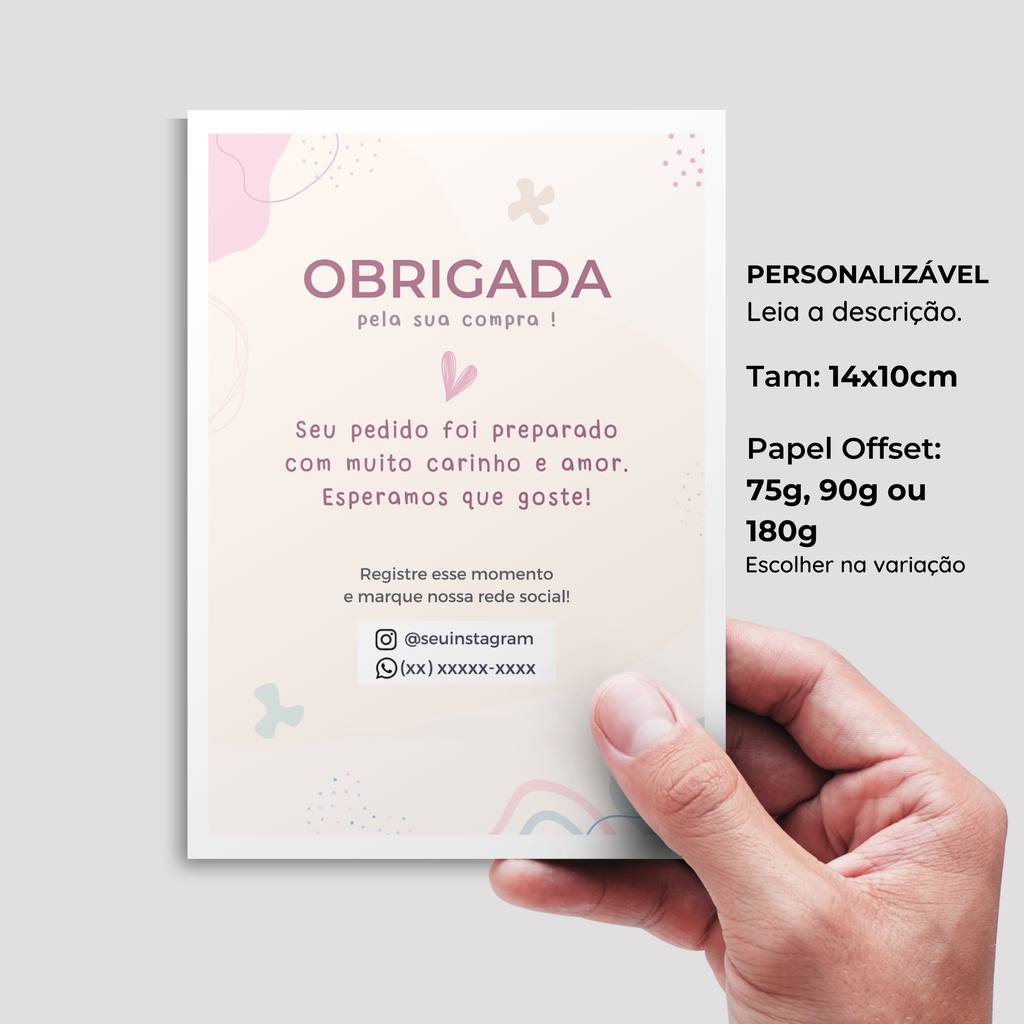 100 ou 50 Carta de Agradecimento ao Cliente Personalizada Cartão 10x14 para loja, ecommerce, empresa, Flyer, Panfleto em Oferta na Shopee