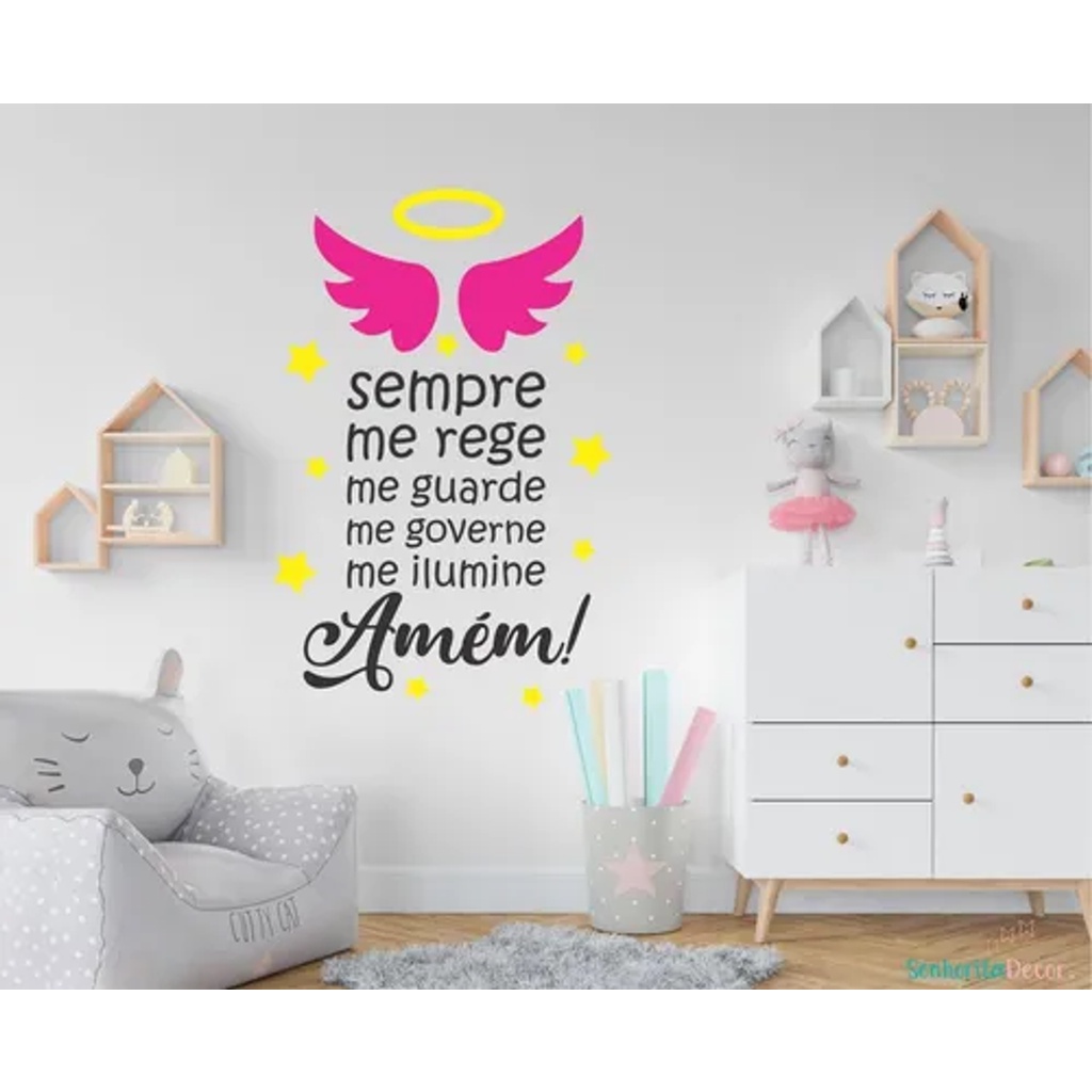 Adesivo De Parede Santo Anjo Oração Quarto Infantil