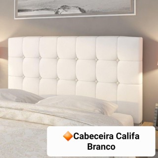 Cabeceira de Cama Casal 1,40 Estofada Branco Courino Semi Sintético Modelo Bia