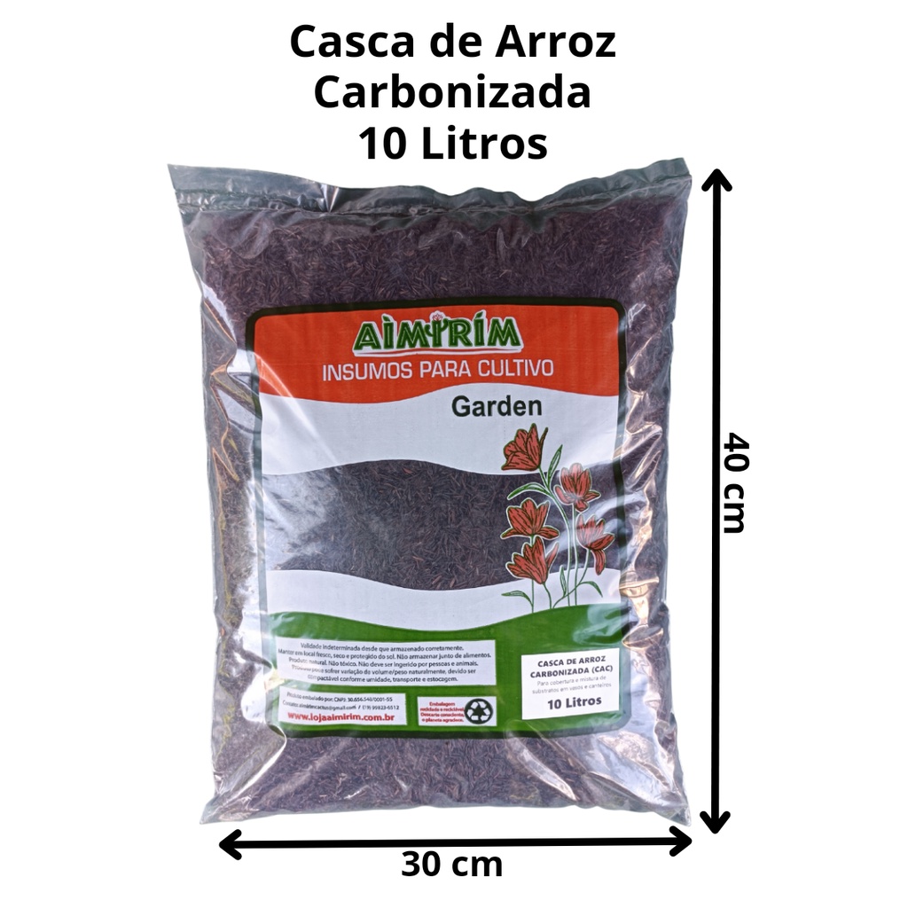 Casca De Arroz Carbonizada Orquídeas Suculentas Cactos 10 L