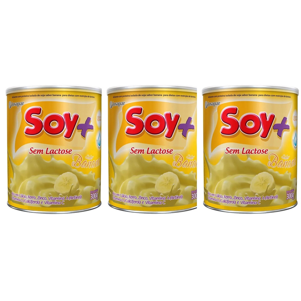 Suprasoy Soy + Banana Sem Lactose 3x300G - Supra Soy em Oferta na Shopee