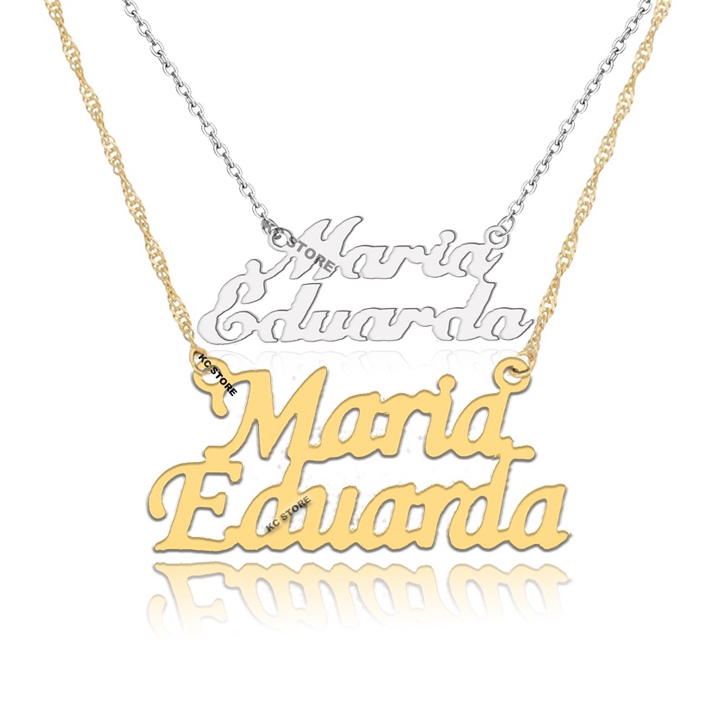 Colar corrente de Nome prata prateado Personalizado nome Maria Eduarda feminino adulto mulher folheado a ouro