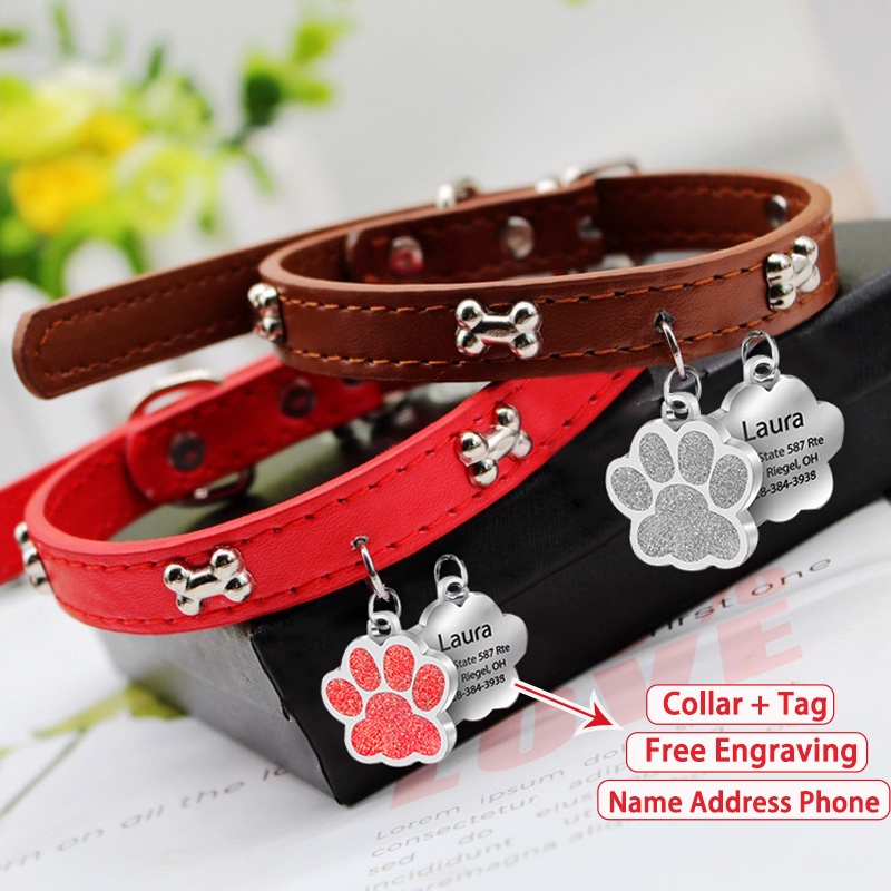 Coleira com Plaquinha de Identificação para Cachorro Cão Gato Placa personalizada Pet +Gravação personalizada