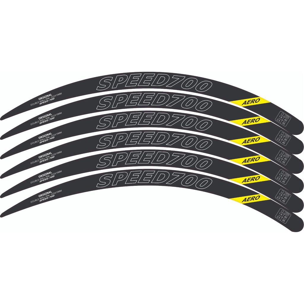 6 Adesivos Aro Speed 700 kit para 1 roda bicicleta Preto