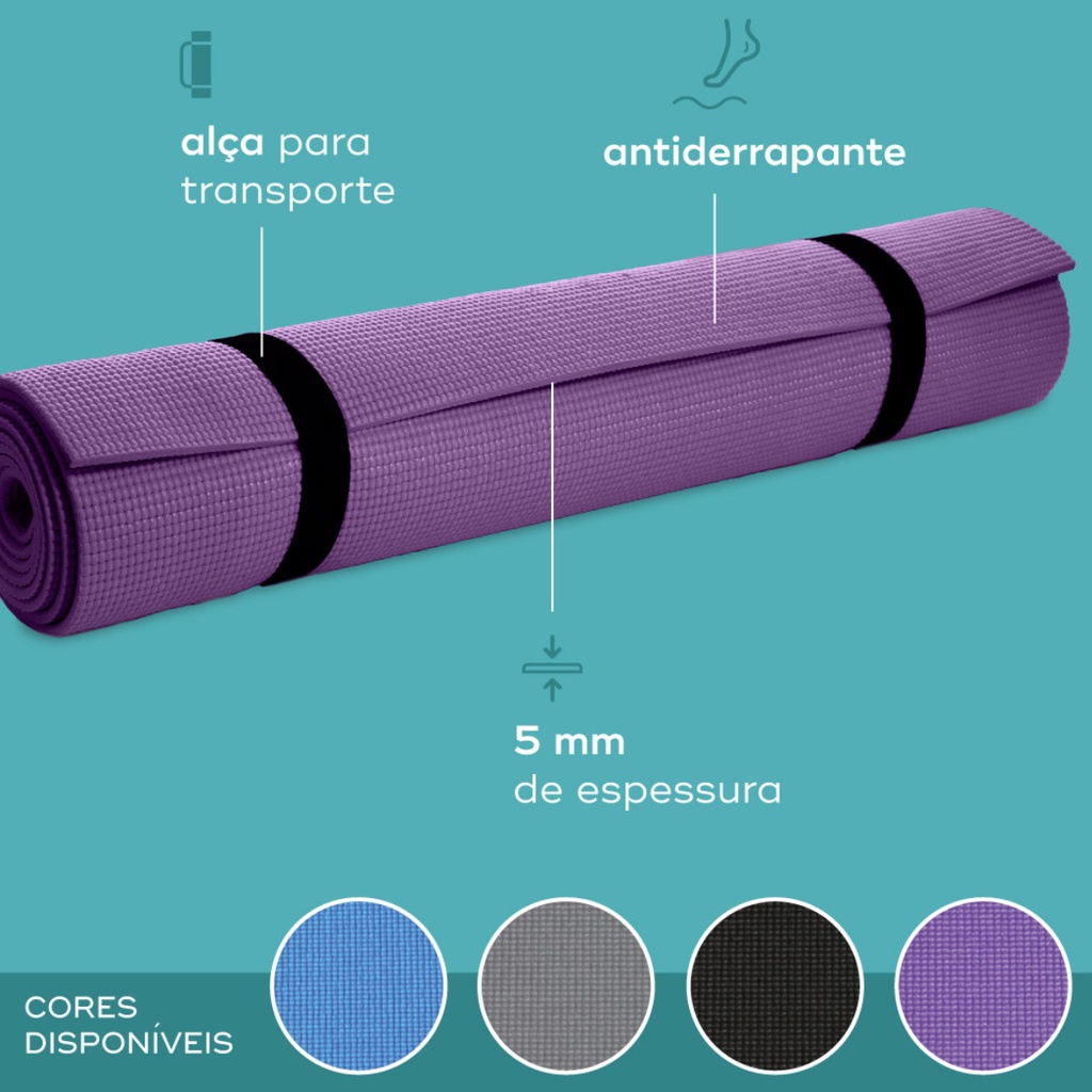 Tapete Yoga / Pilates / Ginástica / Exercícios 100% Pvc + Alça