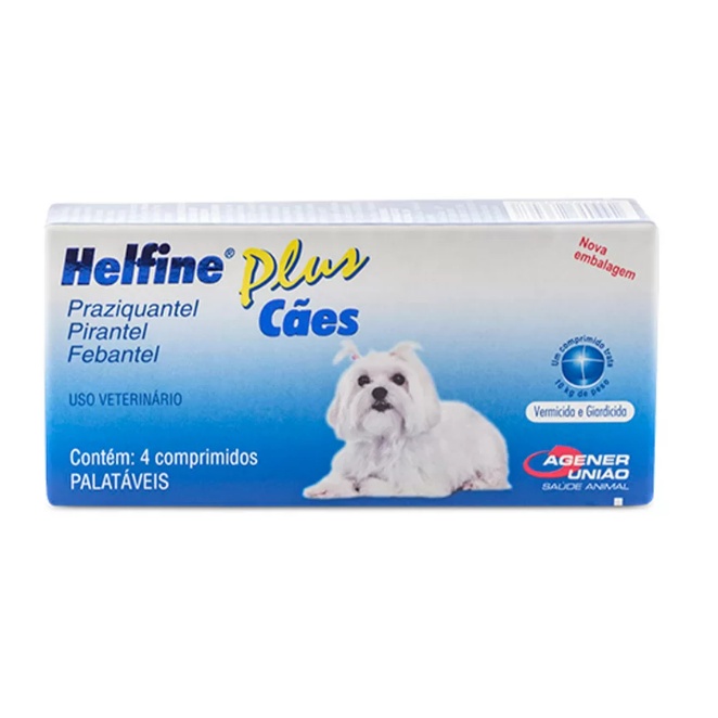 Vermífugo Helfine Plus 4 Comprimidos para Cães Agener - Pets