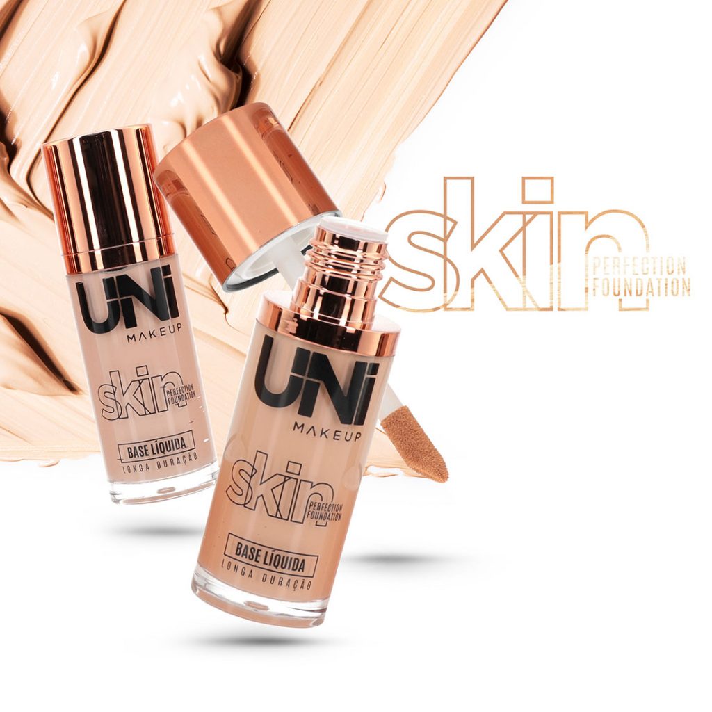 Base Líquida Skin Perfection Foundation Toque Seco Unimakeup em Oferta na Shopee