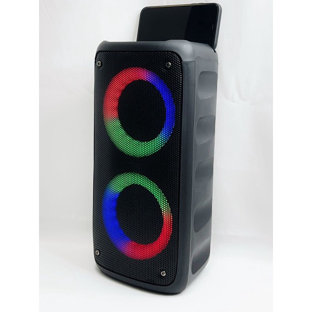 Caixa de Som Bluetooth Gigante Amplificada Torre Painel Led RGB Grasep Ultra Potente 2 Alto Falante D-4232