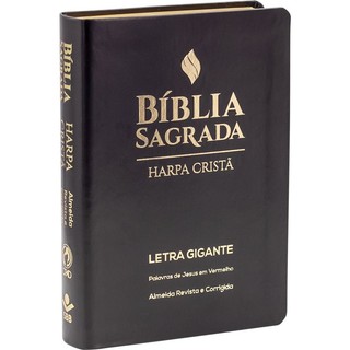 Bíblia Sagrada com Harpa Cristã | ARC | Letra Gigante | Capa Luxo Preta em Oferta na Shopee