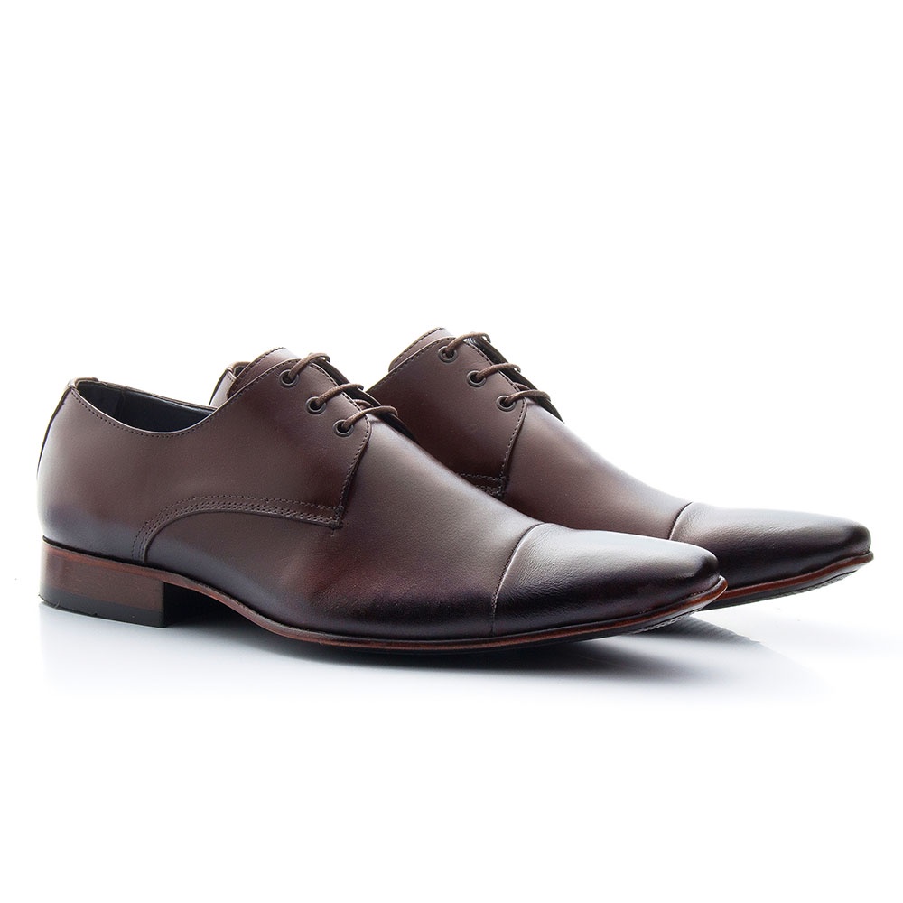 Sapato Social Masculino Clássico Couro com Cadarço Italiano Confortável