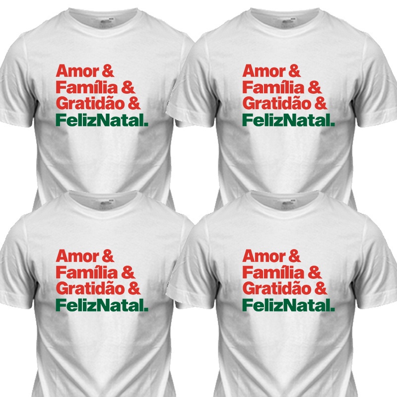 4 Camisetas Frases de Natal Kit Palavras Família Personalizadas Presente de  Natal | Shopee Brasil