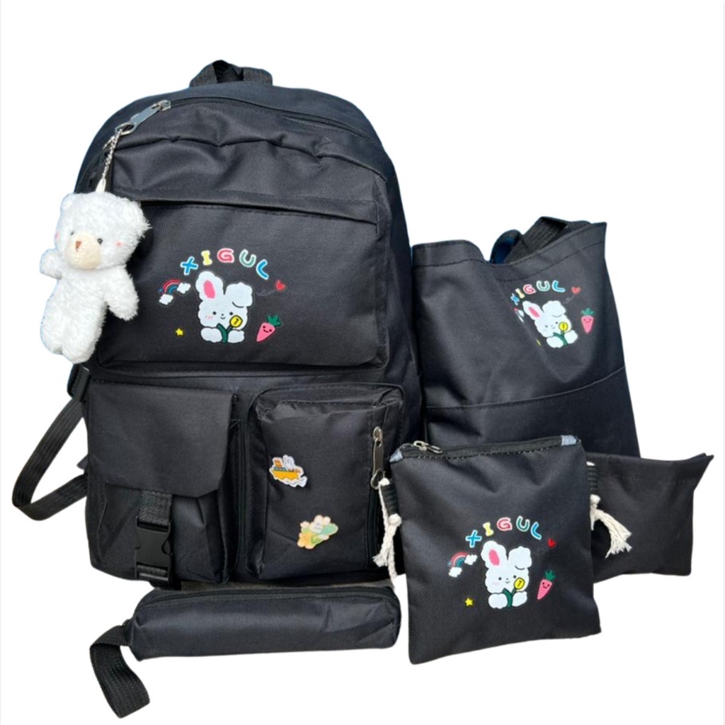 Conjunto Mochila Feminina Versão Coreana Blogueira 5 Peças escolha a sua escolar passeio