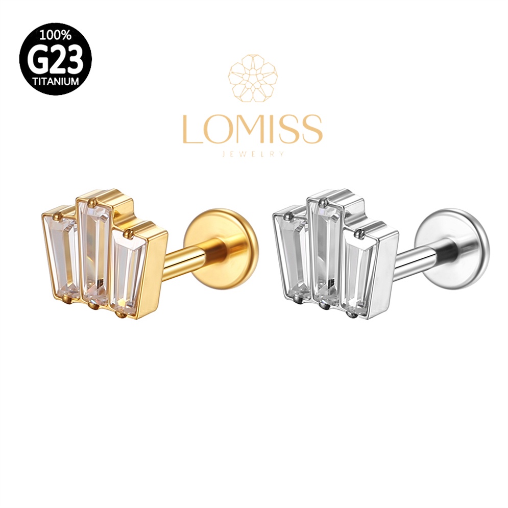 Piercing Helix Conch Labret Titânio Pvd Zircônia Cravejada《Lomiss  piercing》 em Oferta na Shopee