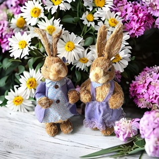 casal coelhinhos da páscoa de palha italiana rústica decoração jardim em Oferta na Shopee