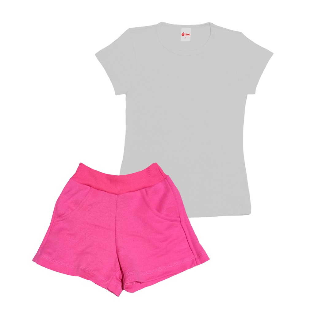 Conjunto Feminino Infantil Básico Shorts e Blusa Básica tamanhos 1 ao 10