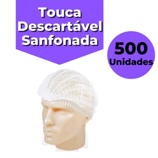 Kit 500 unidades Touca Descartável Sanfonada TNT