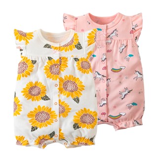 Rompers De Manga Curta Para Bebês Recém-Nascidos , 100 % Algodão Orgânico Conjunto De Uma Peça Coverall E Layette