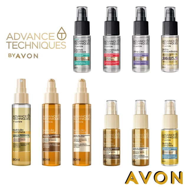 Óleo de Tratamento / Sérum Advance Techniques Avon: Restaurador, Hidratante, Finalizador Ultra Liso, Cachos Fabulosos, Reconstrução Extrema, Bifásico, Brilho Extraordinário