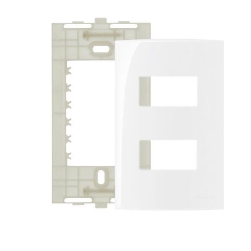 Placa 4x2 2 posto C/ Suporte Linha Sleek Branco