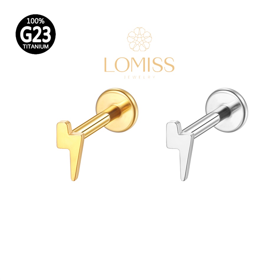 Piercing Helix, Tragus, Conch, Nariz, Boca-Medusa Labret Rosca Interna TitÂnio Pvd Raio FLASH《Lomiss  piercing》