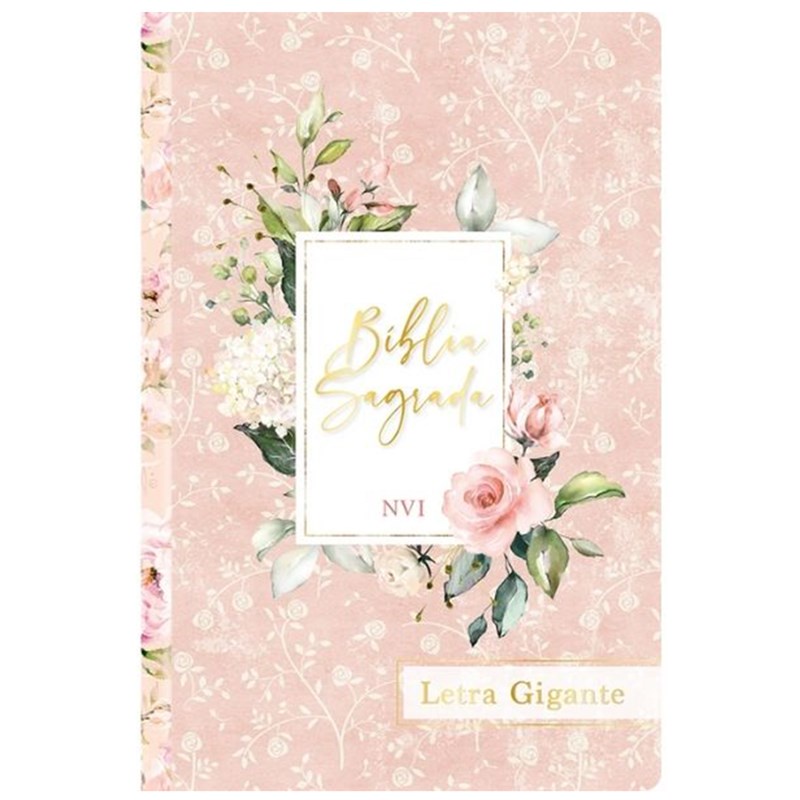 Bíblia Sagrada Flores Rosa | NVI |  Letra Gigante | Capa Dura em Oferta na Shopee