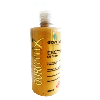 Escova de Ouro Ourotox Enkantos- aminoácidos, manteiga de karité; Protetor Térmico, hidratação instantânea, recuperação de danos químicos com efeito banho de verniz.
