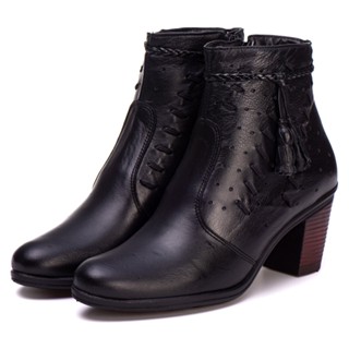 Bota Botinha Coturno Couro Legitimo Botina De Salto Feminina Texana em Oferta na Shopee