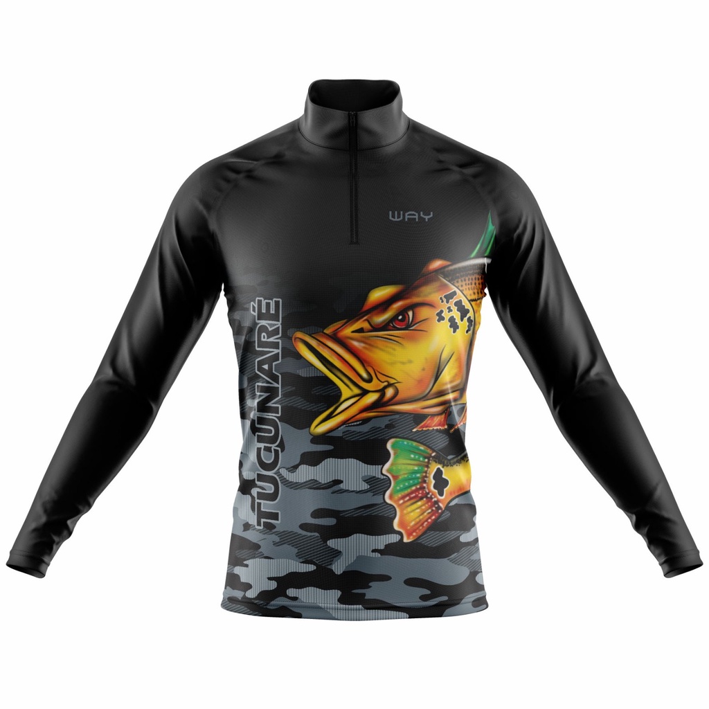 Camisa de Pesca Tucunaré Camuflado Manga Longa Masculina