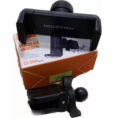 Suporte Celular E Gps Veicular Saida de Ar condicionado Grampo Ajustável 360° Hmaston CJ-350 Preto Porta aparelhos