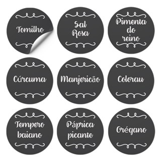 24 Etiquetas Adesivas Temperos Adesivos Preto Escrita Branca Condimentos Mantimentos