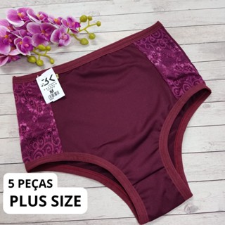 kit 5 calcinha PLUS SIZE calçola cintura alta lingerie HOT PANT confortável (kit 5 vovó)