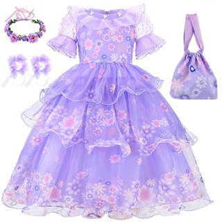 Isabela Cosplay Fantasia Para Menina Natal Carnaval Crianças Chique Princesa Encanto Madrigal Vestido
