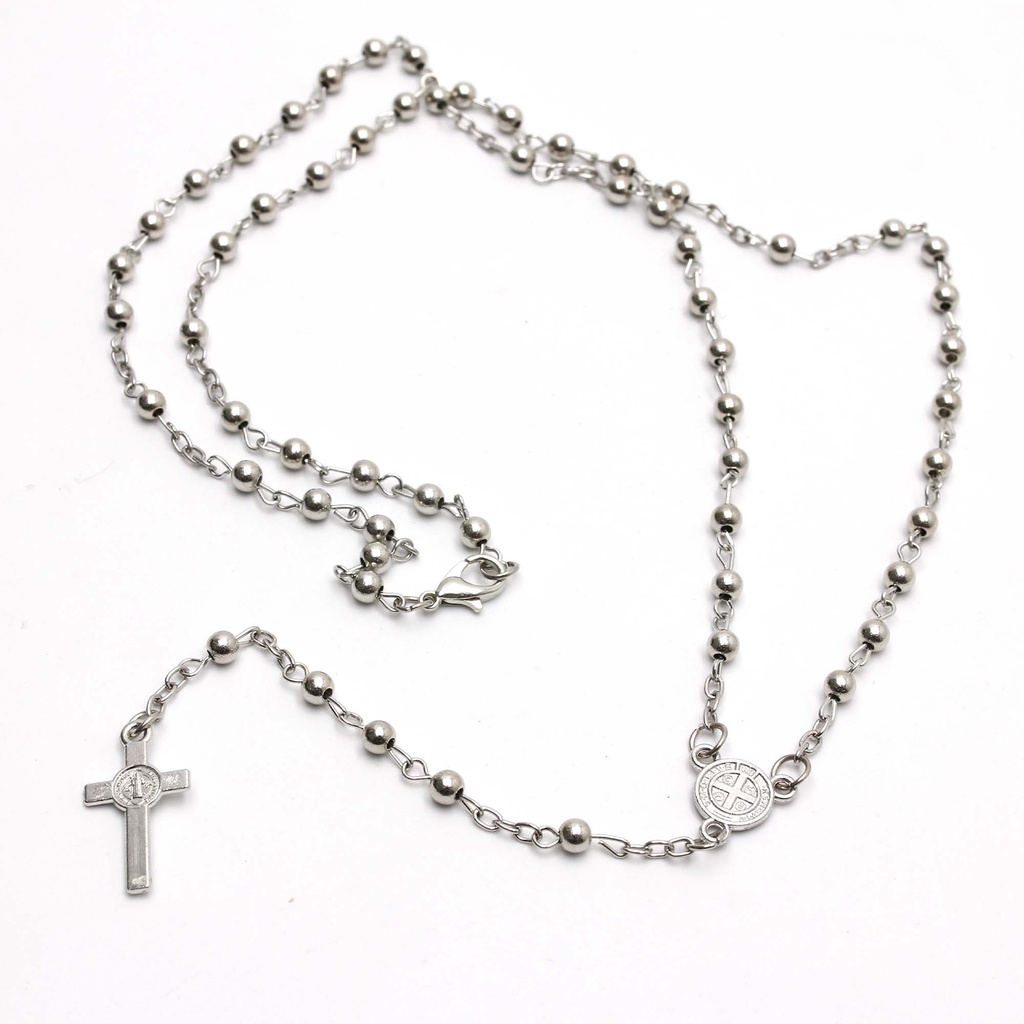 Corrente Cordão Unissex Terço Rosário  Dourado ou Prata Com Estojo em Oferta na Shopee