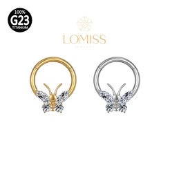 Piercing Orelha Argola TitÂnio G23 Pvd Borboleta ZircÔnia Cravejada Lomiss piercing