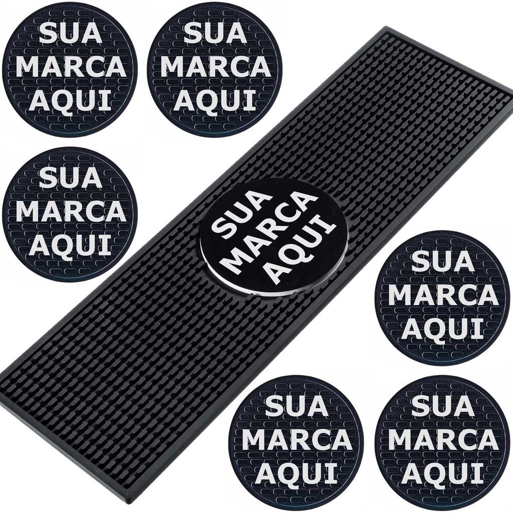 Bar Mat Personalizado + 6 Porta Copos Emborrachados Suporta De Copos e Garrafas De Chopp Lootus