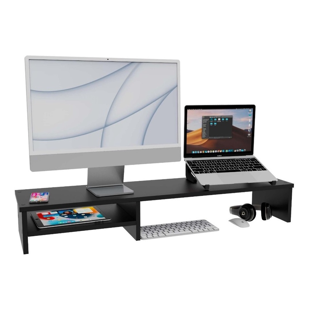 Mdf Suporte Dois Monitores Mesa Elevado Setup Gamer