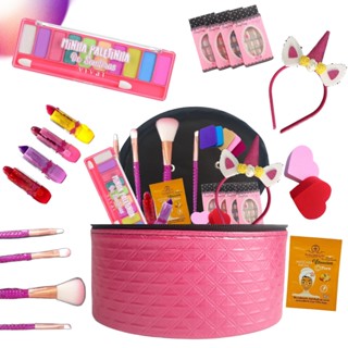 Kit Infantil Criança De Maquiagem Com Maletinha Make Linda Completa ROSA