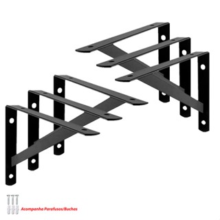 6X SUPORTE MÃO FRANCESA P/ PRATELEIRA DE 25CM - Branca ou Preta em Oferta na Shopee