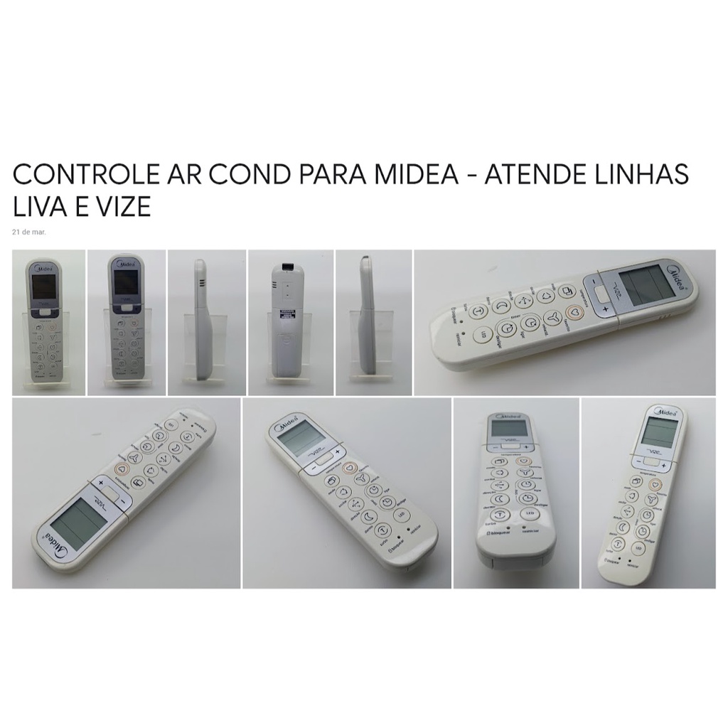 Controle Remoto para aparelhos de Ar Condicionado Midea tipo Split