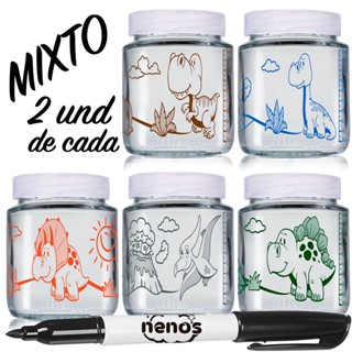 10 Potes de Vidro Armazenar Leite Materno ou Papinha com Graduação 200ml (Cap. 240ML) + CANETA