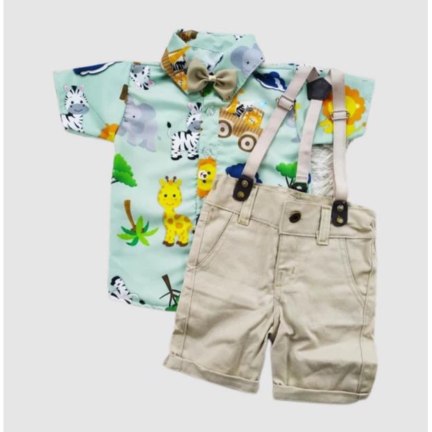 conjunto temático SAFARI BABY para menino - acompanha suspensório e gravata