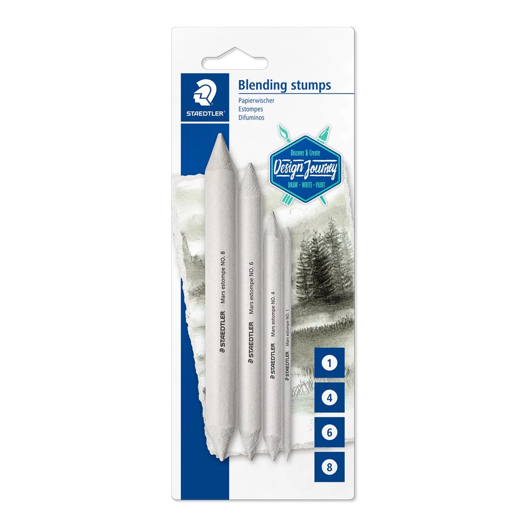 Imagem Kit Esfuminho Para Desenho Profissional Artístico Staedtler 4 Tamanhos Esfumaçador