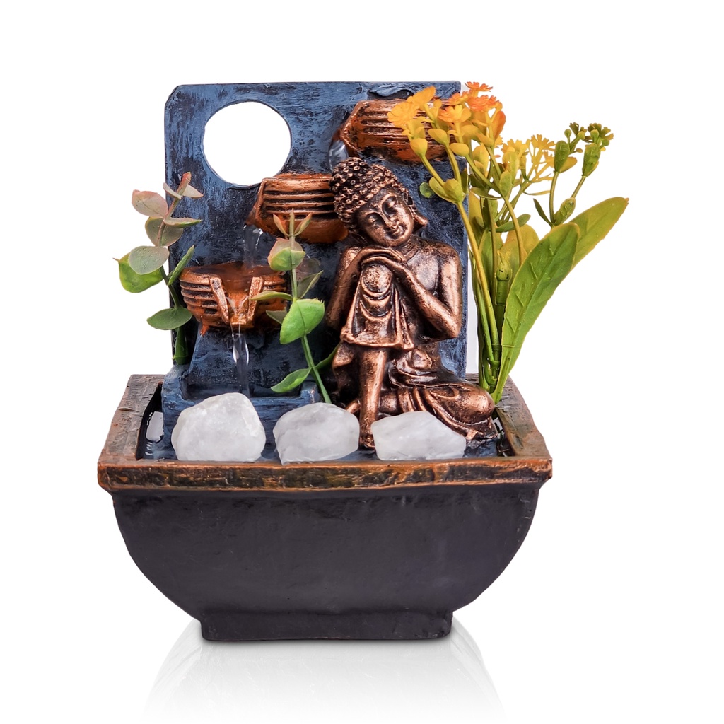 Fonte De Agua Cascata Buda Fengshui Charafiz 3 Quedas Resina