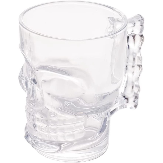 Caneca Caveira Chopp Cerveja 410ml Vidro Resistente Skull Mug Rock Style