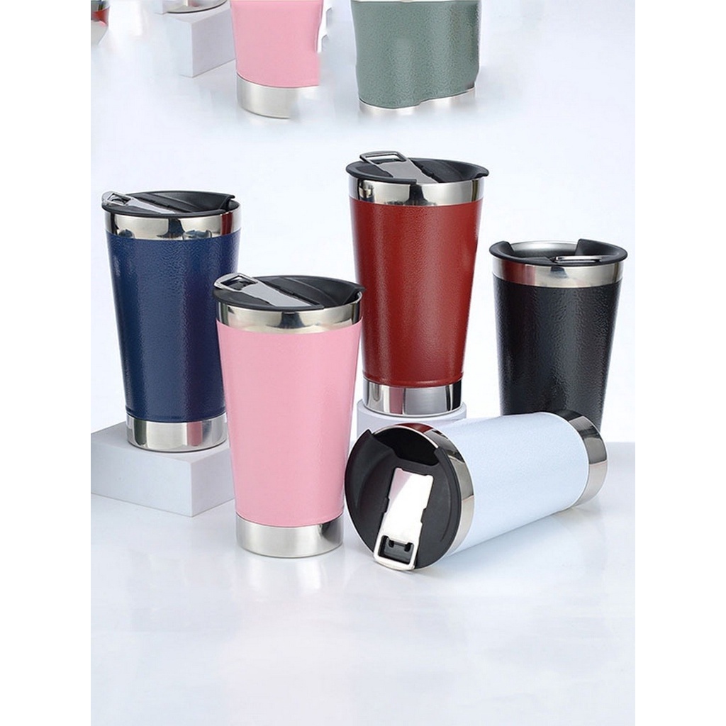 Copo térmico garrafa caneca com abridor de ceverja e tampa 473ML