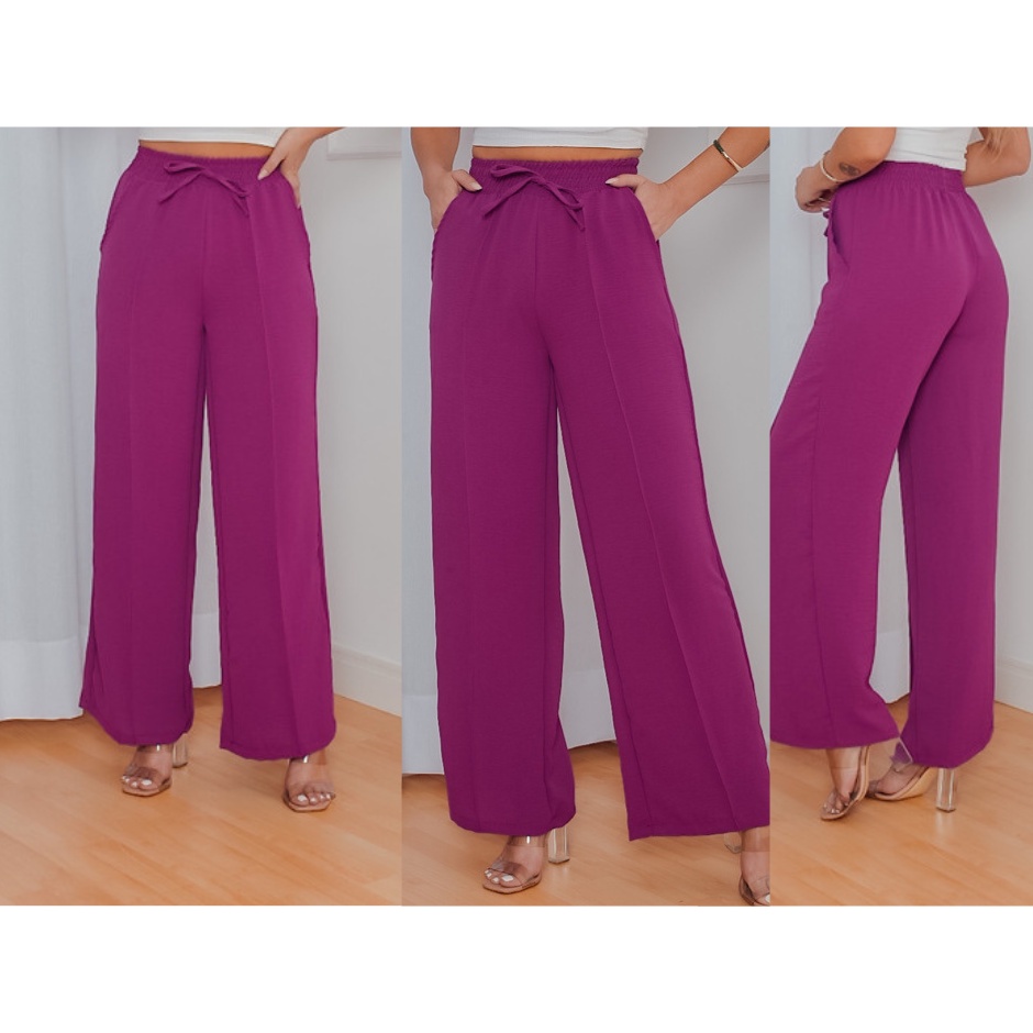 Calça Pantalona Feminina Cintura Alta Tendência Moda verao Envio Imediato