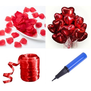 Kit Decoração - 400 Pétalas + 10 Balões + 6 Velas + Bomba + Fitilho em Oferta na Shopee